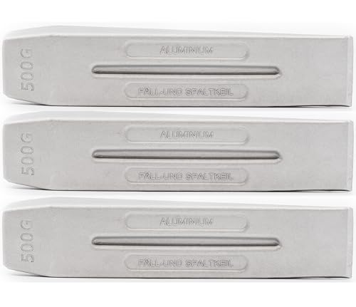 KOVA® 3X Profi ALU Spaltkeil Massiver Spaltkeil in Keilform aus Spezialaluminium für Holzspaltung Holz Spaltaxt Spalthammer Holzspalter Drehspaltkeil Drehkeil Spaltgranate Fällkeil Silber