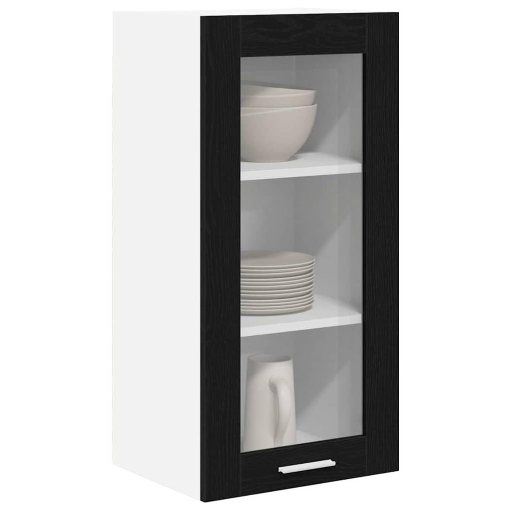 Vidaxl Black Oak Hanging Cabinet 2 Pcs Engineered Wood