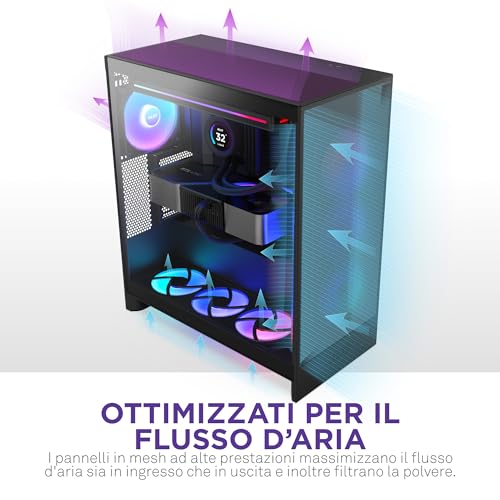 H7 Flow | Case Airflow ATX mid-tower | 3 ventole 120mm sul fondo per raffreddare la GPU | 3 ventole 120mm anteriori | Supporto anteriore radiatore da 420mm | Gestione cavi | Nero - Case PC - Immagine 3