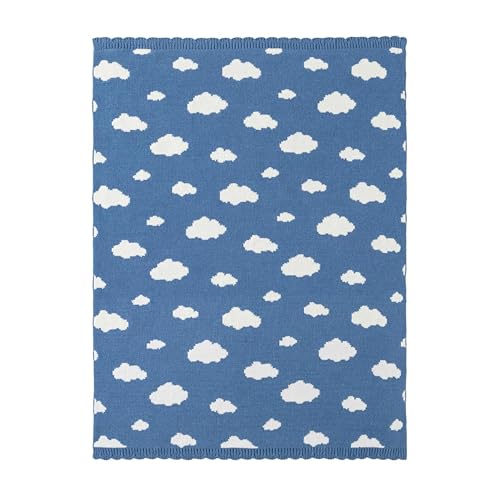 Image of Berkshire Baby Blanket,Ultra-Plush Reversible Chenille Knit Toddler Blanket,Cute Pattern Nursery Crib Blanket,Ideal Baby Gift(30x40 Inches,Bouncy Clouds Harbor Blue)