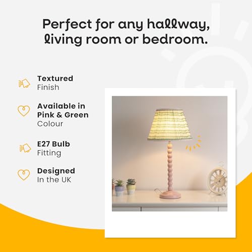 ValueLights | Small Pink Aztec Gathered Fabric Pleated Tapered Lampshade Easy Fit Light Shade | Shades & Home Improvements Essential | 27.5cm Shade Width - Image 4