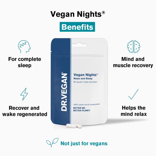 DR.VEGAN Vegan Nights Sleep Supplement, Nootropic Sleep Aid for Men and Women with 5-HTP, Magnesium, L-Glycine, L-Theanine and L-Tyrosine, 30 Supplements - Image 3
