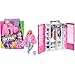 Barbie- Bambola Extra Bionda con Cucciolo, Vestiti alla Moda, Pelliccia Rosa e Accessori & Armadio Fashionistas Rosa con Accessori, Bambola non Inclusa, Giocattolo per Bambini 3+ anni