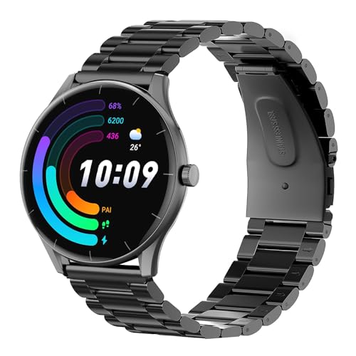 Lamshaw Stainless Steel Metal Replacement Straps Compatible with Mingtawn L50 PRO, SKG V9C, Aim W11, Amazfit Balance, Nemheng N39H, LIGE BW1329, LIGE