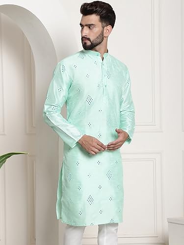 Image of SOJANYA (Since 1958 Men's Silk Blend Designer Long Kurta