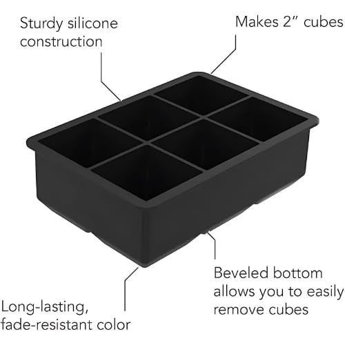 Image of CIPLA PLAST Large Ice Cube Molds, Big Round Water Ice Cube Trays for Freezer, Easy to Fill & Release (Square 6 Ccube)