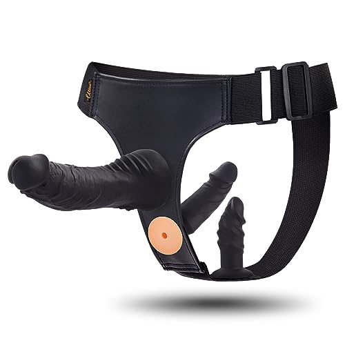 UTIMI Strap On Dildo Set Adjustable Strap On Harness with 3 Removable Realistic Silicone Dildos Wearable Harness for Women & Lesbian Couples G-Spot Compatible Waterproof Adult Couple Toy