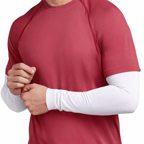 Manguito UV Proteção Solar - Ciclismo Moto Basquete Volei Academia Esportes Manga de Compressão Braço Nylon Respirável FPS 50+ (Branco)