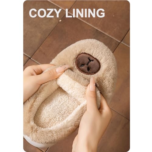 Capybara Slippers Women With 5 Pcs Socks Fuzzy Cartoon Slide Sandals Cute Indoor Outdoor Cozy House Shoes3