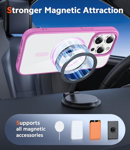 Image of FNTCASE for iPhone 13 Pro-Max Case: Clear Magnetic Phone Cases Compatible with Magsafe Slim Anti Yellowing Military Grade Drop Protection Rugged Transparent Cell Phone Cover (B-Pink)