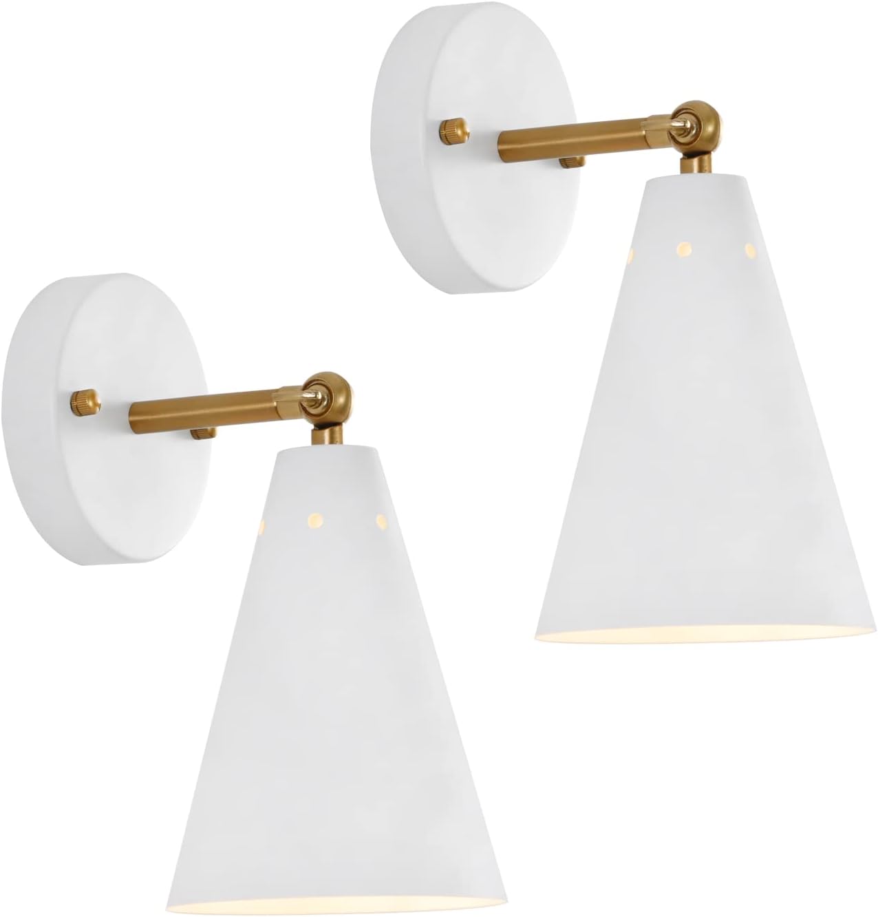 MWZ White Wall Sconces Set of Two, Modern Sconces Light Fixtures Hardwired with Metal Shade,Indoor Decor Arm Swing Lamp for Hallway,Bedroom,Living Room,Reading,Bedside,Kitchen,Nightstand