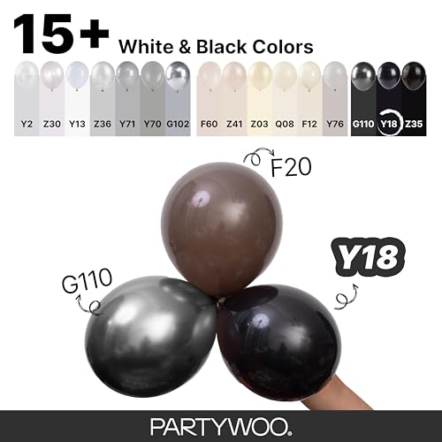 Image of PartyWoo Black Balloons, 100 Pcs, Black, Different Sizes Pack, Perfect for Birthday, Wedding, Baby Shower Decorations