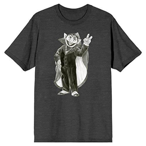 Sesame Street Count Von Count Pencil Art Men's Charcoal Heather T-Shirt