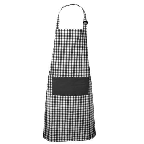 Image of LITO LINEN AND TOWEL Kitchen Apron| 100% cotton Easter Checkered Design Apron with 2 Front Centre Pocket With adustable buckle & Long Strap - Multicolor
