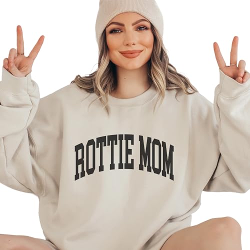 Rottie Mom Varsity Sweatshirt, Cute Rottweiler Pet Parent Sweater, Rottie Dog Mom Gift, Dog Lover Shirt, Unisex Womens Crewneck Sweatshirt