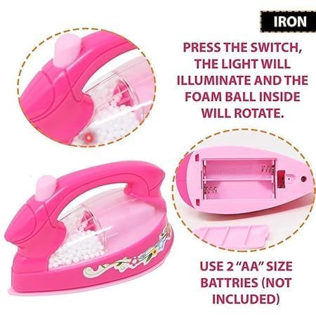 Budetto Mini Kitchen Appliances Set for Girl Washing Machine, Iron, Vacum Cleaner, Swing Machine Toys Household Set for Kids with Realistic Sound 4 Pieces Battery Operated Pretend Play Set - Image 5 thumbnail