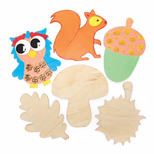 Baker Ross FE676 Herbst Holzschablonen - 10er Pack, Basteldekorationen für Kinder und Erwachsene, Ideal für Zuhause, Schule und Gemeinsames Basteln und Dekorieren