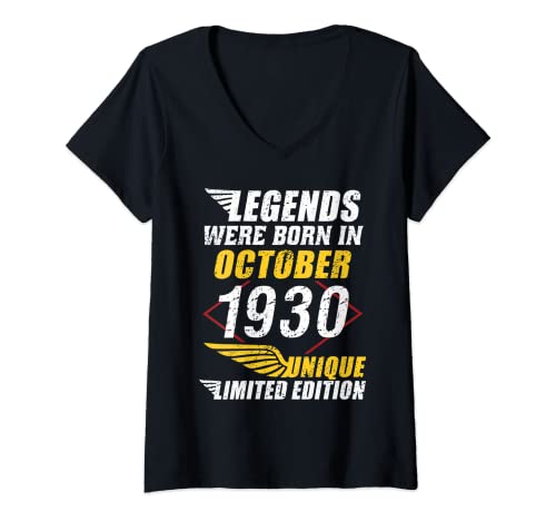 Mujer Cumpleaños Octubre 1930 Edición Limitada Regalo Used Vintage Camiseta Cuello V