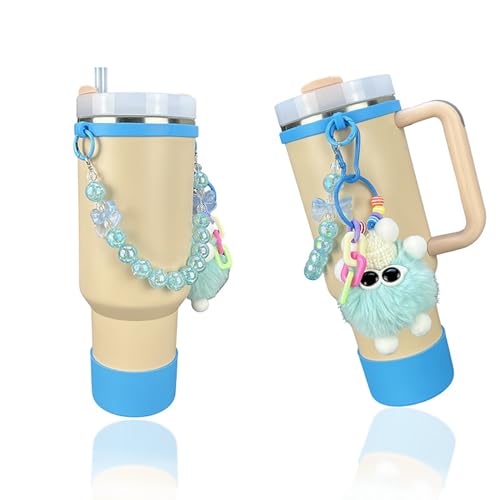 Image of House of Quirk 5 Accessories Set Handle Strap, Silicone Cup Boot, Silicone Straw Cover, Charms Cup 40oz & 30oz Tumbler (Pearl Pink, Tumbler Not Included)