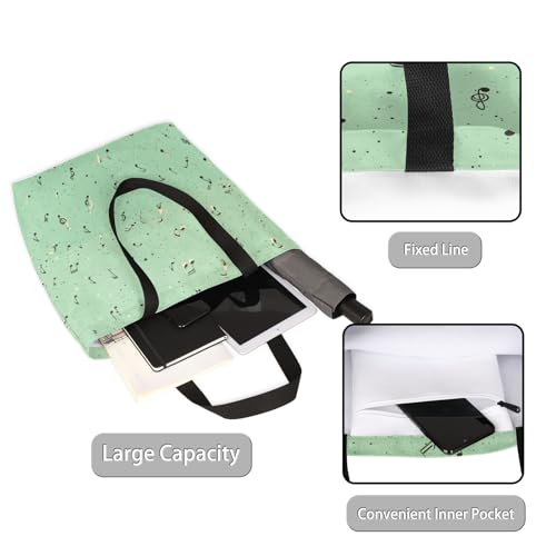 Abstract Musical Notes Large Capacity Canvas Tote Bag Stylish Handheld Shoulder Bag Reusable Shopping Bag for Work Travel Beach Trips Shopping2
