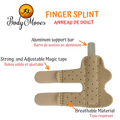 BodyMoves Finger Splint Plus Finger Extension Splint for Trigger Finger Mallet Finger Broken Finger Post Operative finger brace stabilizer tenosynovitis (Desert Sand)