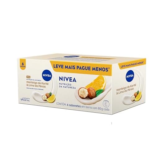 NIVEA Sabonete Vegetal Nutrição Da Natureza Manteiga De Karité & Lima Da Pérsia 80g (6 un.)