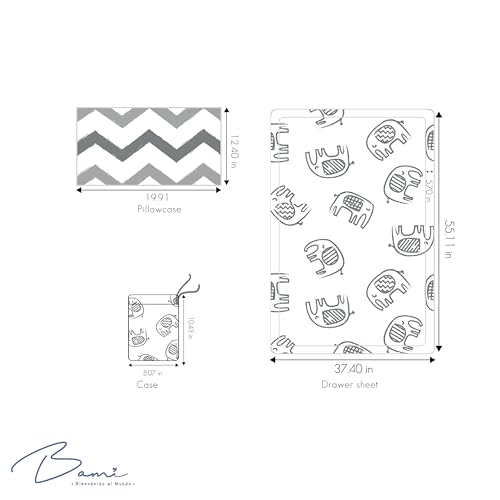 Image of BAMI 2-Piece Ultra Soft 100% Cotton Crib Sheet Set Breathable Fitted Crib Sheet & Pillowcase for Baby, Neutral Baby Crib Bedding, Soft & Safe for Sensitive Skin, Fits Standard Crib Mattress 52 inch x 28 inch