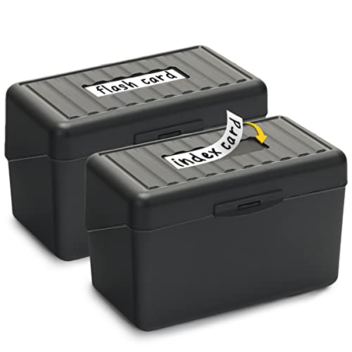 H4D Index Card Holder 3x5, Index Card Box Organizer Case, 3x5 Flash Note Card Holder, 2 Packs (Black)