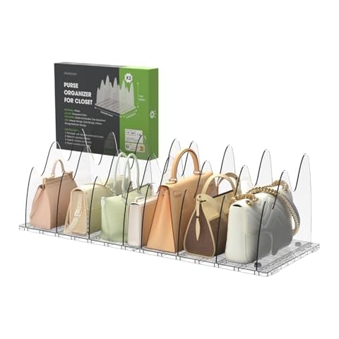 ANTOWIN Purse Organizers for Closet, 8pcs Adjustable Bag Organizer Closet, Handbag Storage Organizer, Closet Purse Organizer, Shelf Divider Cover