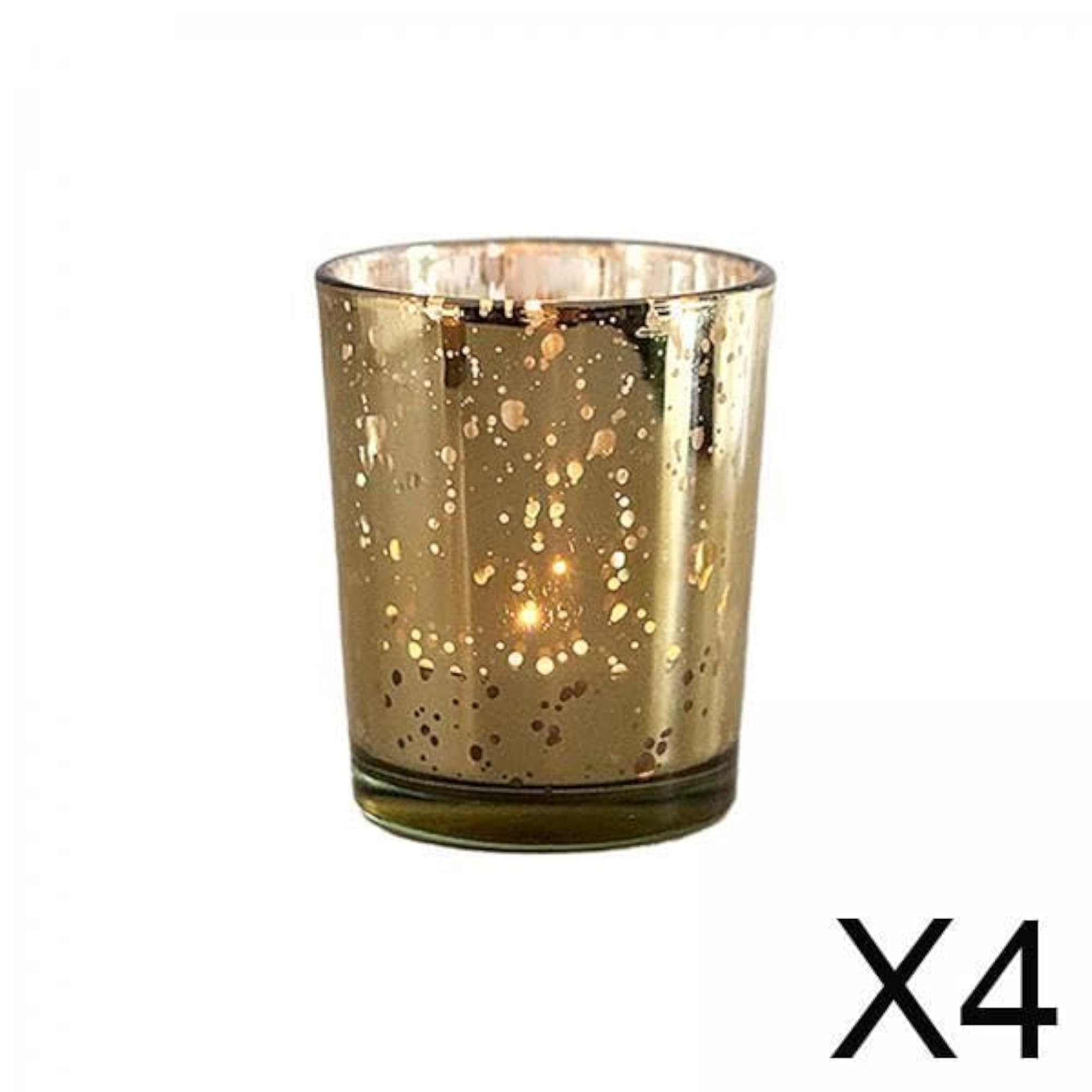 4x Tealight Candle Holder Cup, Glass Votive Set