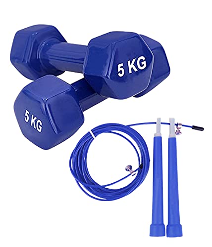 Griffin Vinyl Coated Dumbbell Set with Speed Cable Rope Strength Training Cardio Exercise Workout Set for Indoor/Outdoors Griffin Vinyl Coated Dumbbell Set with Speed Cable Rope Strength Training Cardio Exercise Workout Set for Indoor/Outdoors