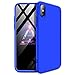 Produktbild Homikon 360 Grad Hart PC Hülle 3 in 1 Komplettschutz Tasche Plastik Handyhülle mit Tempered Glas Panzerglas Ganzkörper-Koffer Schutzhülle Kompatibel mit iPhone XS Max - Blau