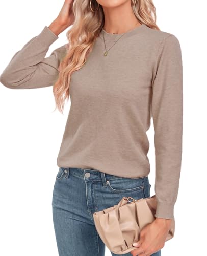 Image of MINTLIMIT Women Lightweight Sweater Crew Neck Soft Knit Casual Basic Long Sleeve Pullover Fall Sweater Blouse Top