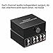 4-WayStereo Audio Selector, Bi-Directional L/R Stereo Audio Switcher Splitter Box Suitable for Connecting Blu-ray Players or DVD Players to Multiple Stereo Speakers (4in1out/1in 4out)