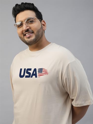 Image of Veirdo Men's Cotton Half Sleeve Plus Size Printed T-Shirts with NY & USA Designs, Stylish Comfortable & Durable Tees, Available in 2XL to 5XL Sizes