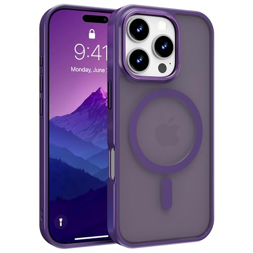 Image of Magnetic iPhone 16 Pro case,Compatible with Magsafe, Military-Grade Protection,Slim Translucent Matte Shockproof with Anti-Scratch Anti-Fingerprint Phone Cover (deep Purple, iPhone 16 Pro)