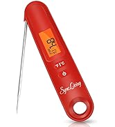SYNC LIVING Instant Read Meat Thermometer with Digital Backlight Display, Magnet, Hang Hole, Fold...