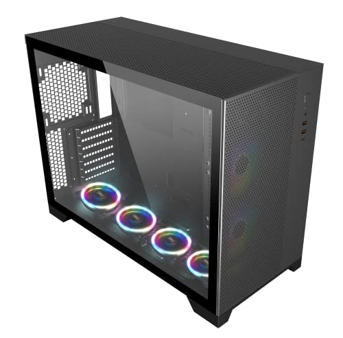Boîtier PC ATX RGB P480MB-S avec 4 ventilateurs ARGB 12cm et hub 10 ports noir