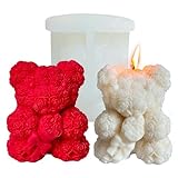 Rose Bear Silicone Mold - 3D Teddy Bear Candle Making Molds, Cute Epoxy Resin Molds for DIY Handmade Soaps, Valentine's Day Gifts, Mother's Day Gifts, Birthday Gifts, Home Decor Crafts (Large)
