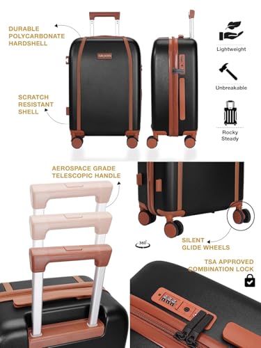 Image of FUR JADEN The Wayfarer 75cm Polycarbonate Travel Luggage Suitcase with 8 StealthTech Silent Shock Absorbing Wheels, TSA Lock & Aviation Grade Telescopic Trolley (Stark Black, Check-in 28 inch)