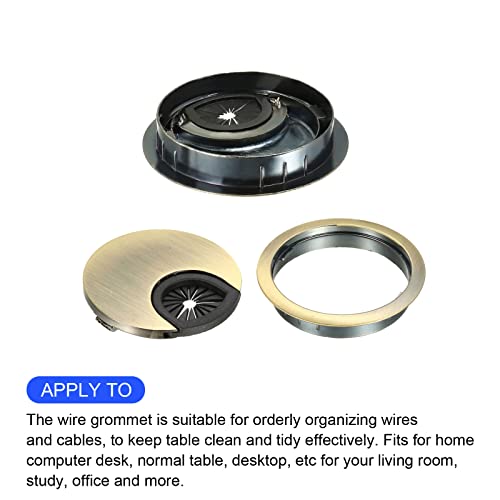 METALLIXITY Cable Cord Grommet (60mm/2.36") 4Pcs, Zinc Alloy Round Cable Hole Cover Wire Organizer - Image 4