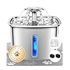 Veken Innovation Award Winner Stainless Steel Cat Water Fountain, 95oz/2.8L Automatic Pet Fountain Dog Water Dispenser with Replacement Filters & Silicone Mat, Gifts for Christmas, Cats, Dogs (Silver)