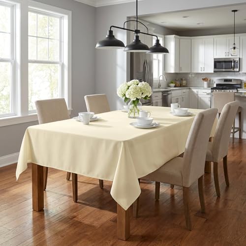 Image of sancua Rectangle Tablecloth - 54 x 78 Inch - Stain and Wrinkle Resistant Washable Polyester Table Cloth, Decorative Fabric Table Cover for Dining Table, Buffet Parties and Camping, Beige