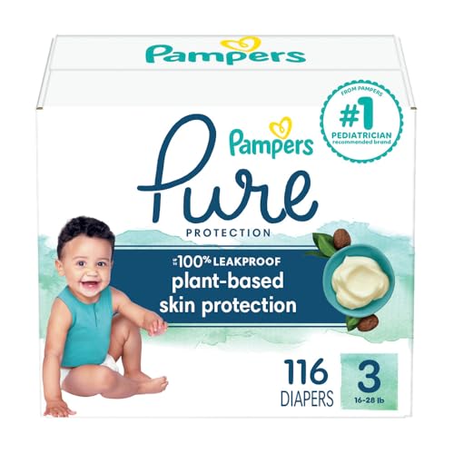 Image of Pampers Baby Diapers - Pure Protection - Size 3, 116 Count, for up to 100% Leakproof, Premium Plant-based Skin Protection