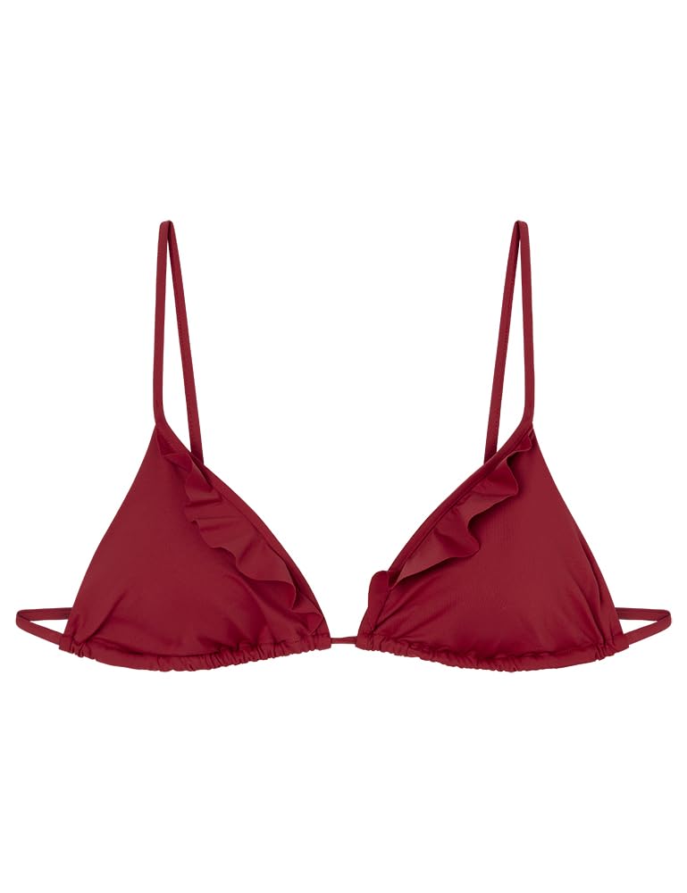 Women'secret Red Ruffles Triangle Bikini Top Bra for Women, Red Standard, 36B