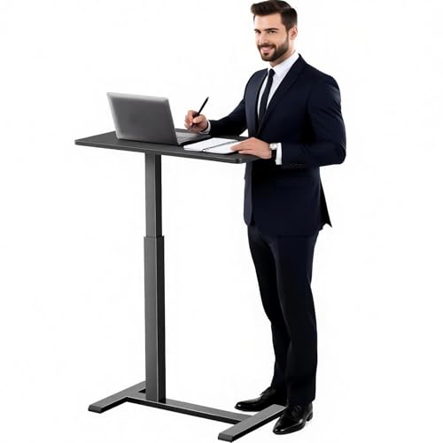 AspenLoft Overbed Bedside Table with Wheels,Rolling Standing Desk Adjustable Height,Pneumatic Mobile...