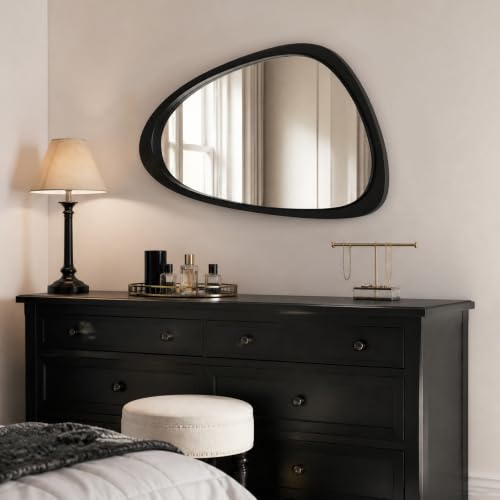 Image of Solid Wood Asymmetrical Irregular Framed Wall Mirror, 20 inchx30 inch