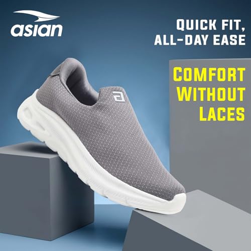 Image of ASIAN Wonderwalk-01 Men's Walking Shoes | Lightweight Slip-On Sneakers with Memory Foam Cushioning & Breathable Mesh Upper | Perfect for Walking, Office Wear, Travel & Daily Comfort
