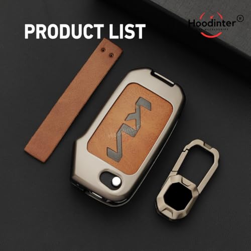 Image of Metal Leather Key Cover Compatible for Kia Seltos, Sonet, Carens Clavis, Syros (2023-2026) | 3 Button Flip Key | Premium Alloy Smart Key Case with Leather | Scratch Resistant - Brown