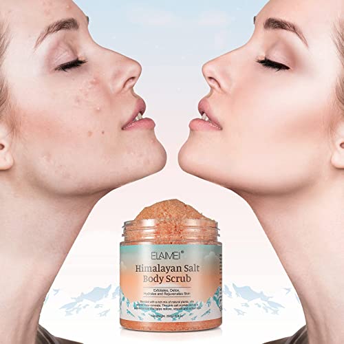 Body Scrub, Himalayan Salt Body Scrub with Lychee Oil Exfoliating Salt Scrub to Exfoliate Moisturize Skin, Deep Cleansing Moisturizing Body Scrub Exfoliating Salt Scrub